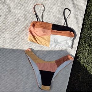 NWT Roxy crop top color block bikini